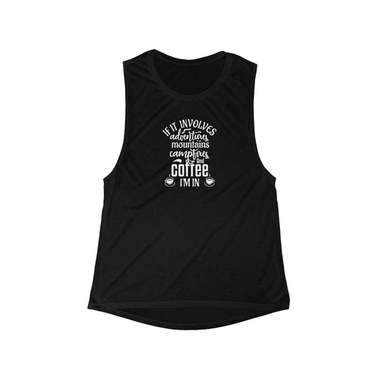 Adventures & Coffee - Women's Flowy Scoop Muscle Tank
