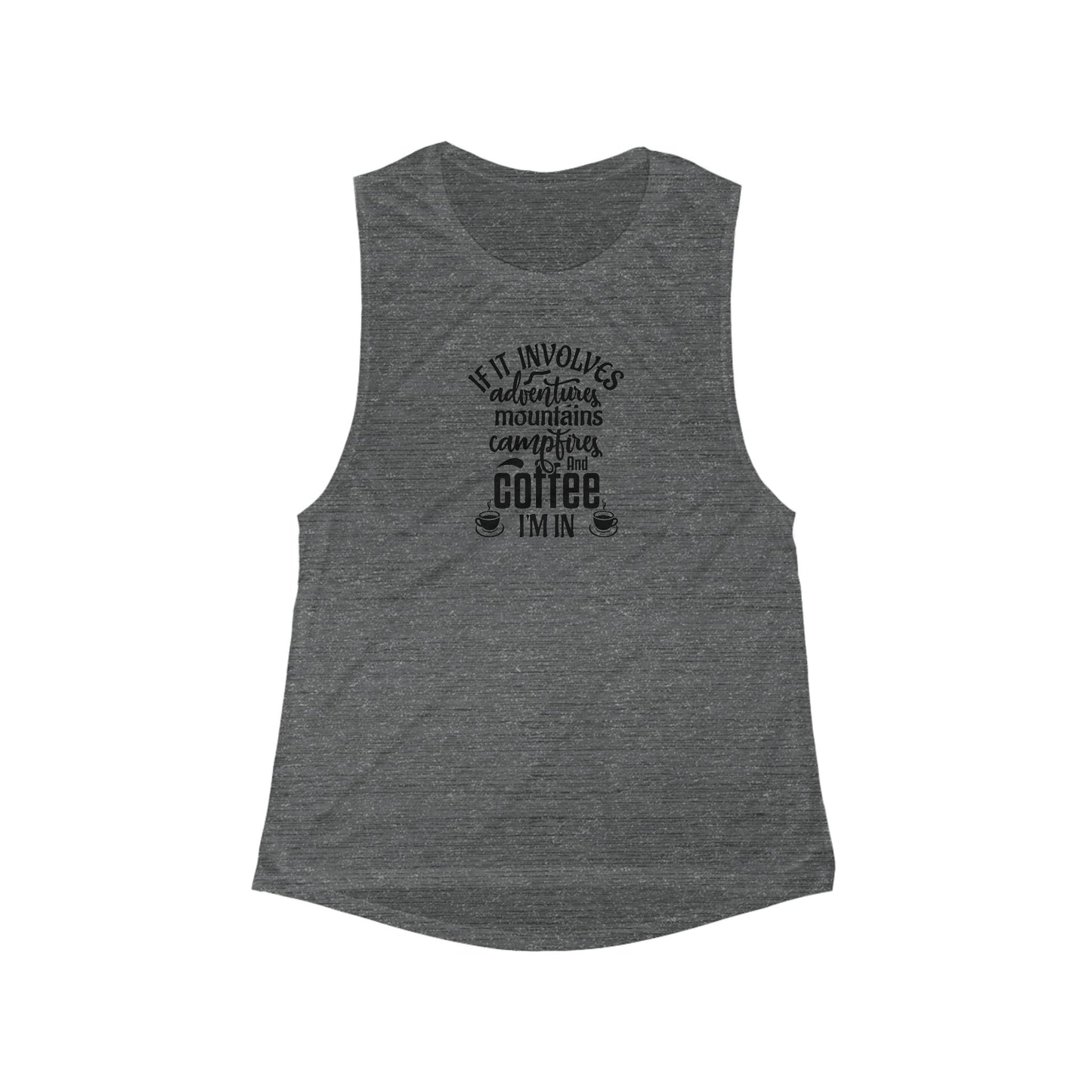 Adventures & Coffee - Women's Flowy Scoop Muscle Tank